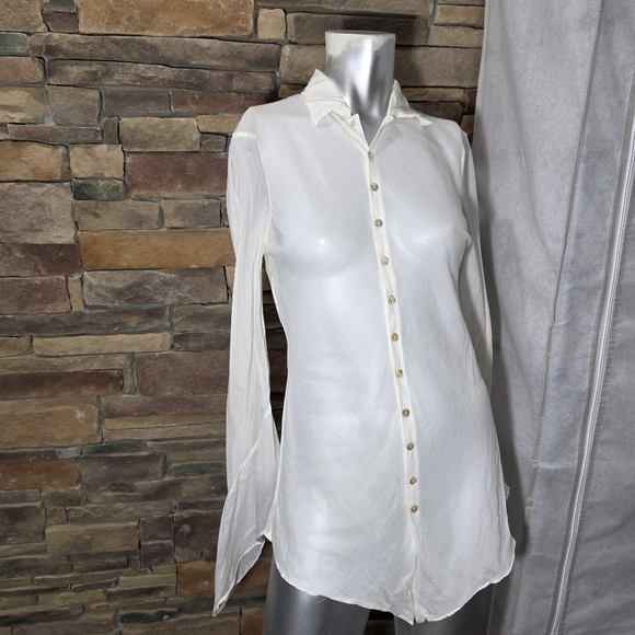 Jean Paul Gaultier Femme Sheer White Blouse Size US 8 - Picture 7 of 12